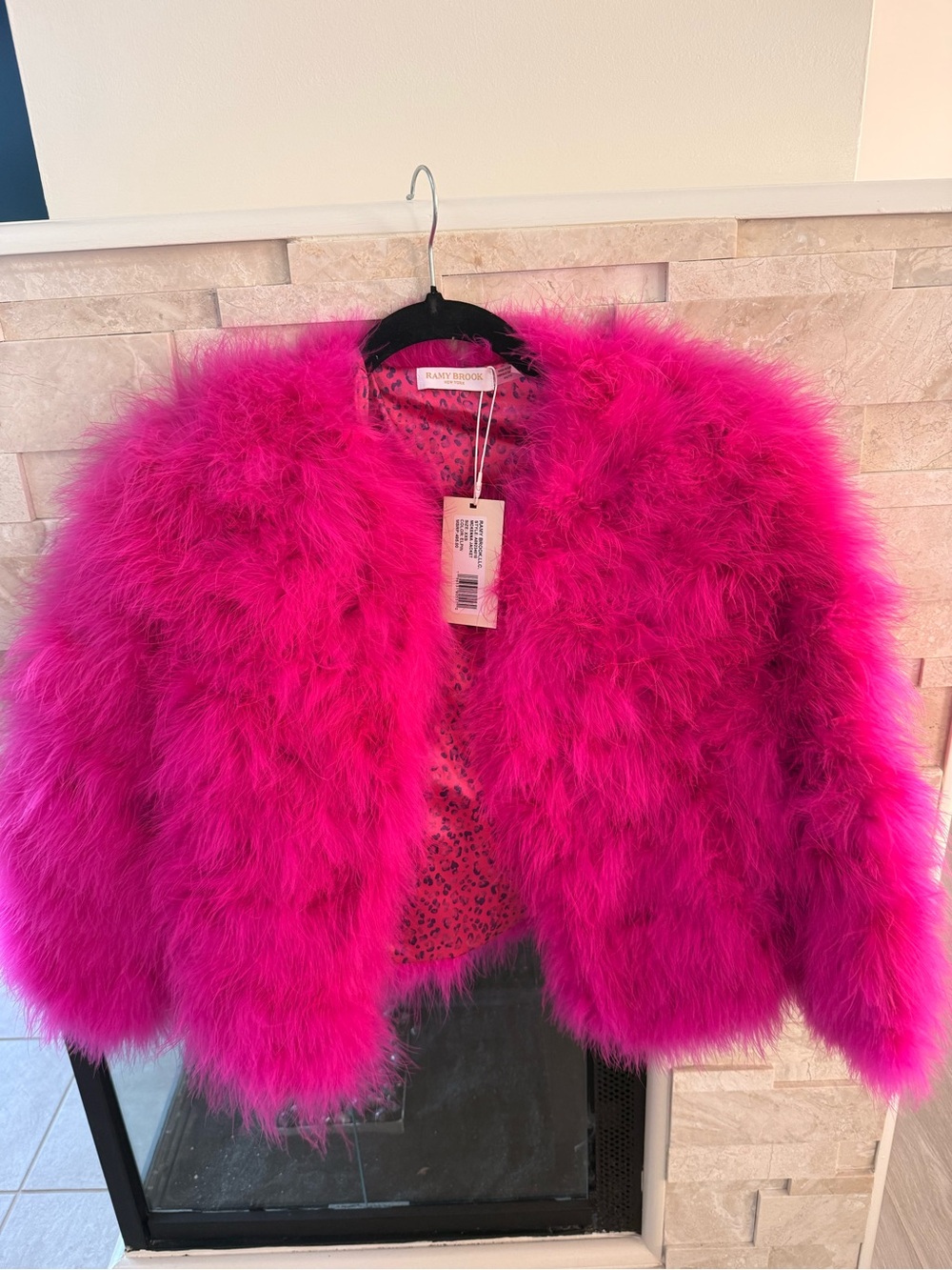 Ramy Brook Fuchsia Feather Coat